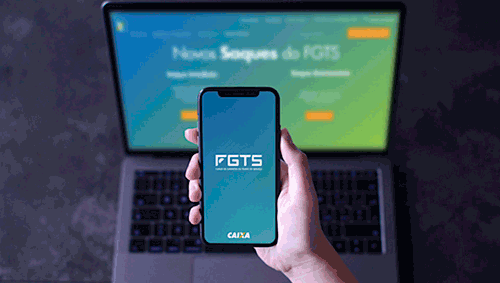 celular com tela FGTS saque-aniversario